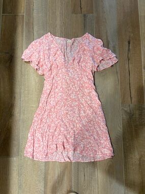 Billabong Coral Pink and White Floral Lightweight Dress